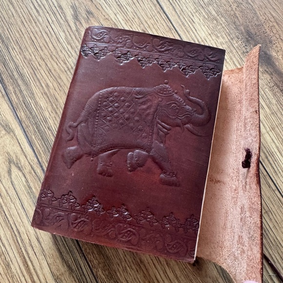 Other - Embossed Elephant Leather Journal - Deep Brown